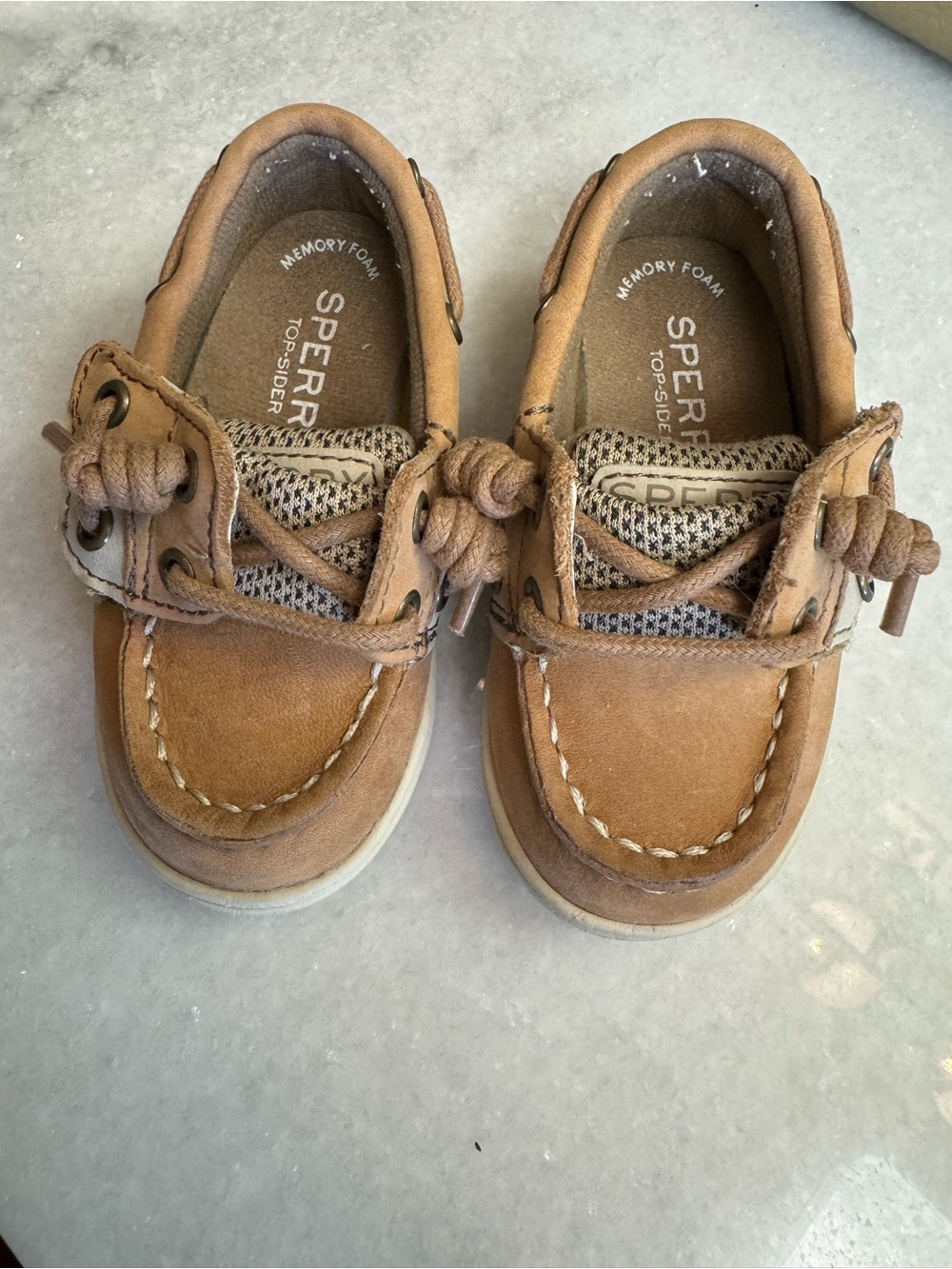 Sperry Crib Brown Boat Shoes with Memory Foam Comfort